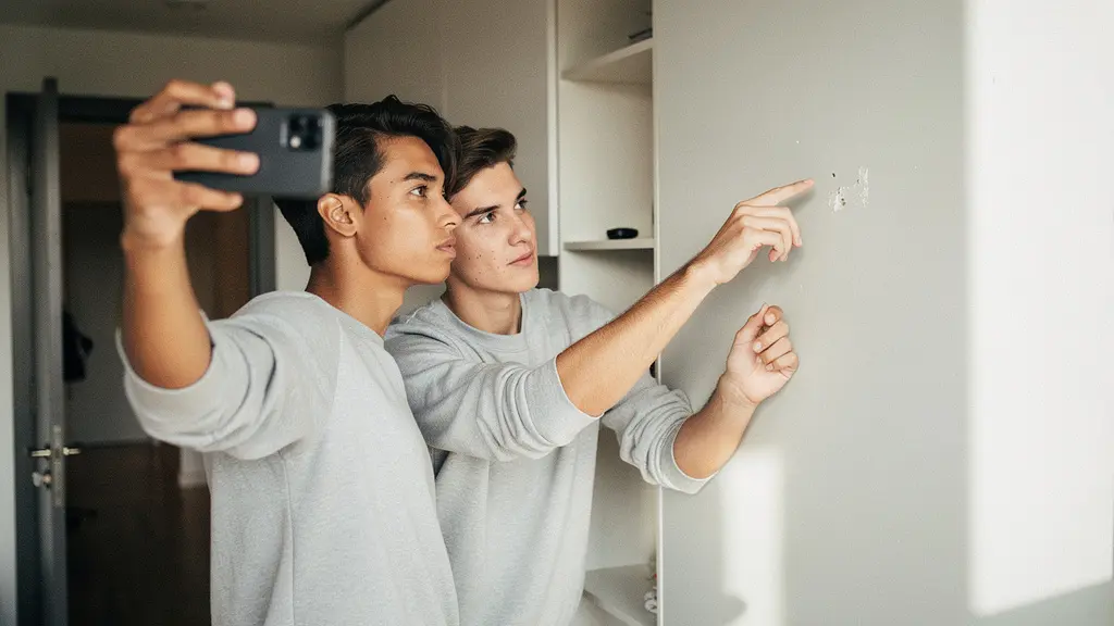 Locataire filmant méthodiquement l'état des lieux d'un appartement